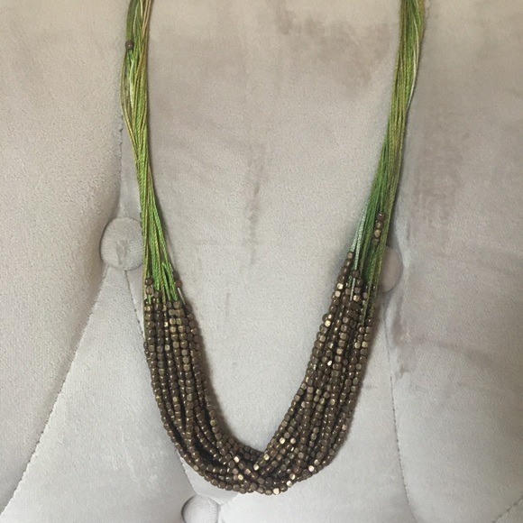 Cost Plus World Market Jewelry Green And Gold Extra Long Multi